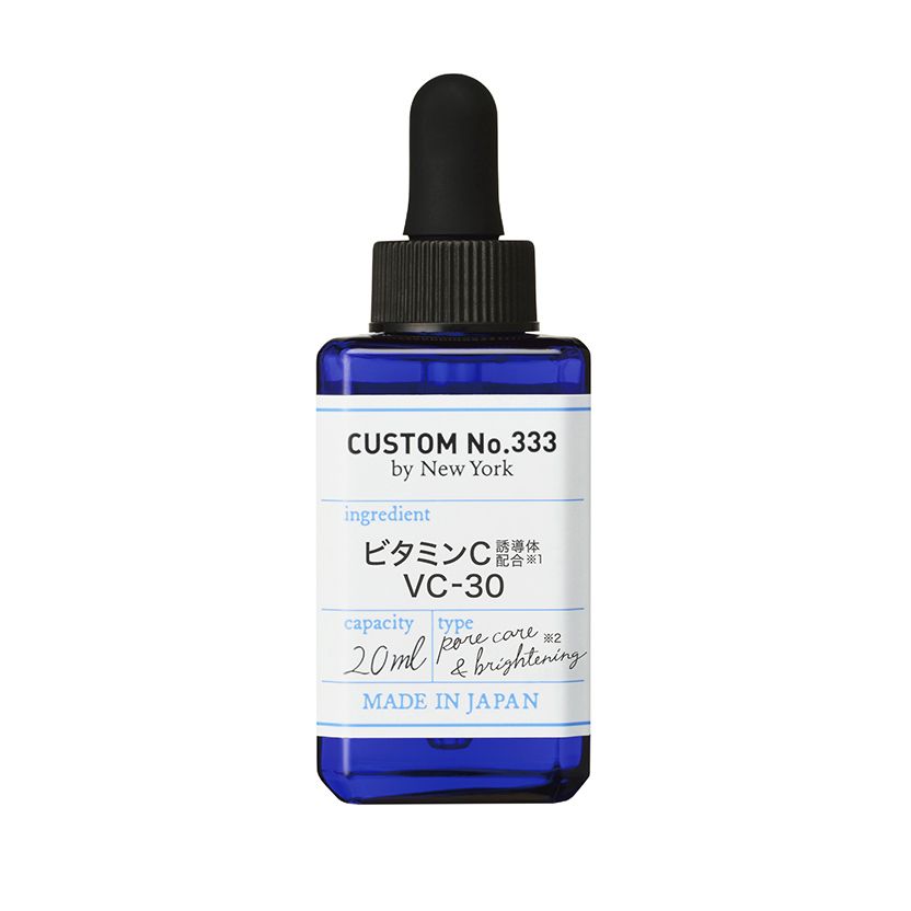 9. CUSTOM No. 333 维他命C VC-30 20ml｜日元1540︰ 含有维他命C衍生物，成分稳定性和保湿力极佳。在大约一个月的验证中， 毛孔的凹凸感并没有太大改善，短期内未别能改善较显眼的毛孔。维他命C衍生物成分对皮肤刺激小。有不错的保湿感同时亦有黏笠感。