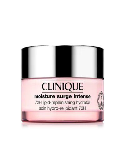 收毛孔产品推介7：CLINIQUE Moisture Surge Intense 72H Lipid Replenishing Hydrator 售价HKD$320│容量50ml 蕴含医学补湿抗敏黄金成分，使用一次即能瞬速镇静滋养敏感、泛红、乾燥受刺激的皮肤，亦有助维持皮肤的内在水源及锁住水分，为肌肤增加屏障功能，达至72小时保湿修复功效，轻鬆打造柔嫩饱满的健康肌肤！ 