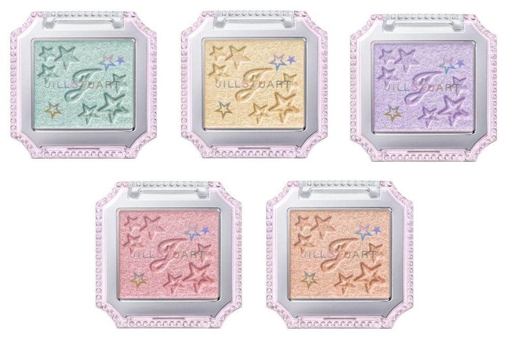 JILL STUART Dreamy Shimmer Eyeshadow (各2,200円＋税) (限量版)： (左上角顺时针方向) 01 Poison candy, 02 The greatest pierrot, 03 Fairy light parade, 04 Dear heroine, 05 Secret marquee