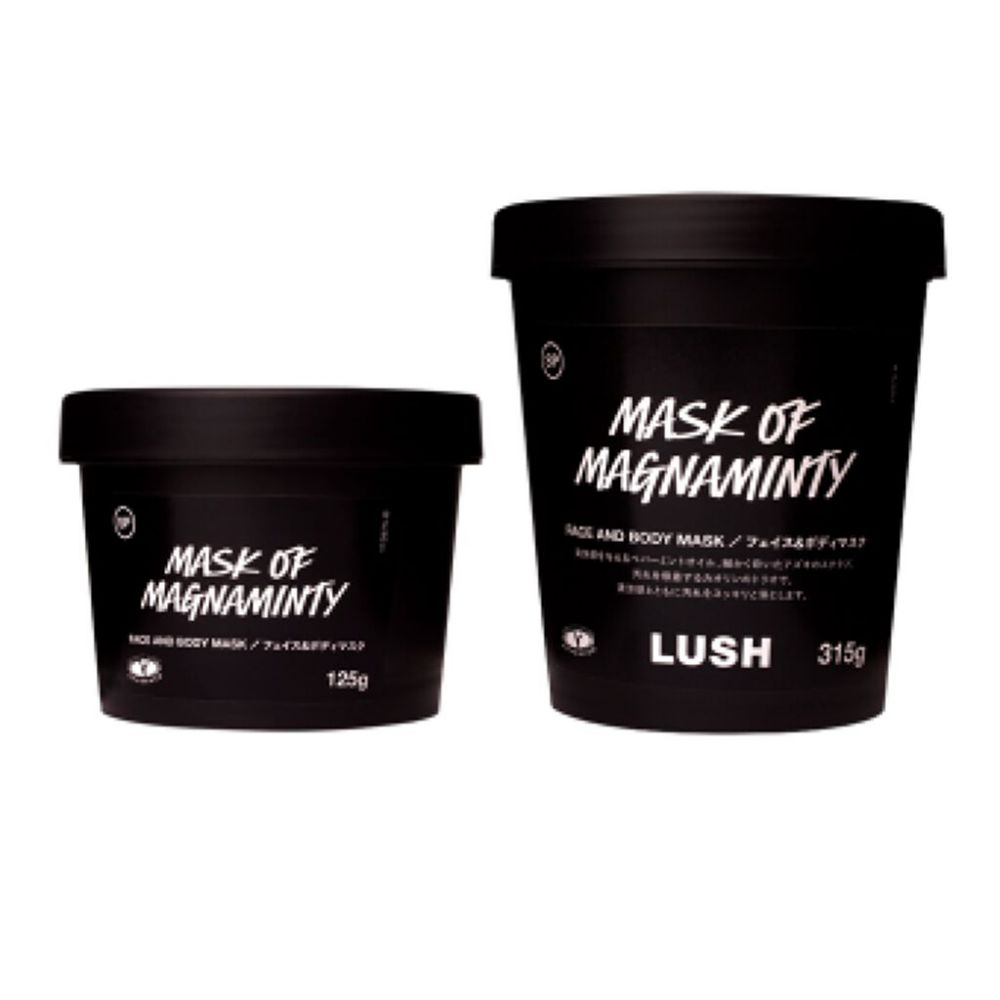 LUSH Magnaminty Face Mask 125g 1,350円连税 加入胡椒薄荷精油，促进肌肤血液循环，月见草籽及碎红豆有去角质功效。面膜亦含丰富矿物质的高岭土，滋养肌肤。