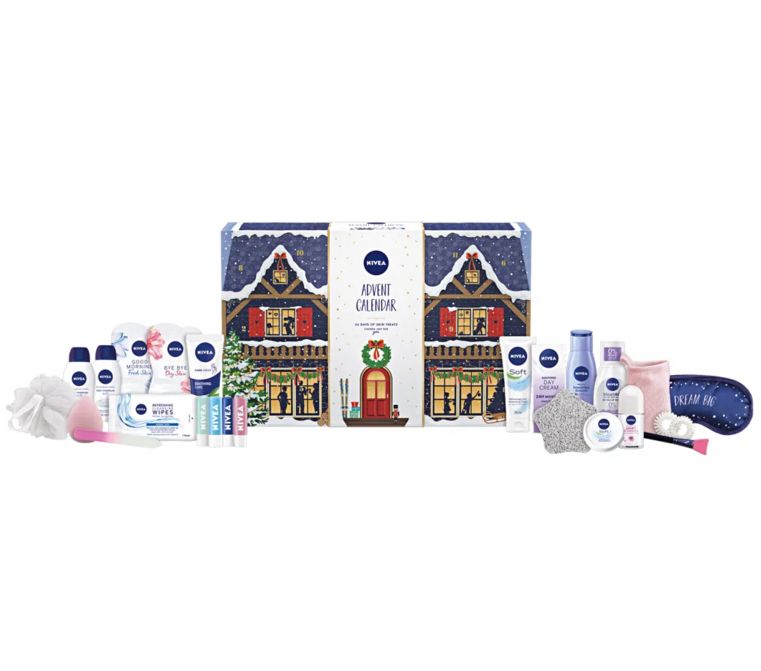 NIVEA BEAUTY ADVENT CALENDAR 2025 |售价：£40 | 英国推出日期：7/9 NIVEA这款圣诞倒数月曆，以滑雪屋作为主题，让你一边倒数圣诞来临，一边享受24款小礼物！内有护唇膏及多款身体润肤产品。价钱经济实惠，送礼自用也不错。