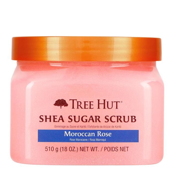 TREE HUT SHEA SUGAR SCRUB MOROCCAN ROSE｜18oz：除了美白精华外，不少韩国女生都会使用磨砂膏为身体去角质，从而令肌肤更为亮白。