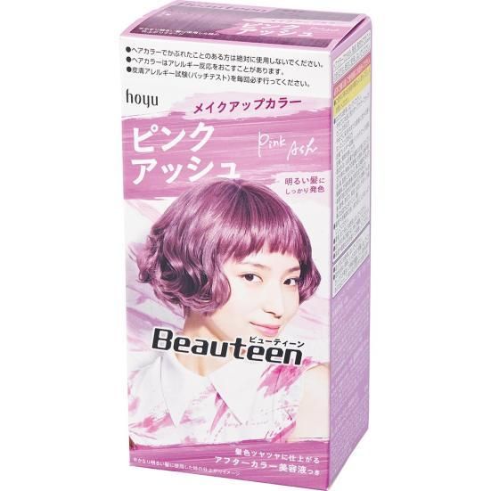 【评级：C】Beauteen Make Up Color - 灰粉色 (602日元) 「──红棕色调自然色！」 若本身头髮未经漂染，髮色不够浅的话，难以染出包装上的粉红色。