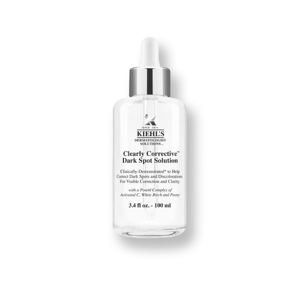 8. Kiehl's医学维C淡斑精华 100mL|售价：HK$1,255；无香料、无色素，敏感性肌肤都适用。内含活性维他命C、甘油、白桦及牡丹精华，可以提升肌肤保湿度，有效击退黑色形成及积聚，减淡恼人的色斑、暗疮印，修护及改善暗沉、肤色不均等问题。